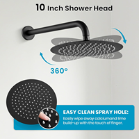 Système de douche 3 fonctions 12 pouces avec bec de baignoire, ensemble de robinetterie de douche à effet pluie rond avec rotation à 360° °   Égouttoir rotatif