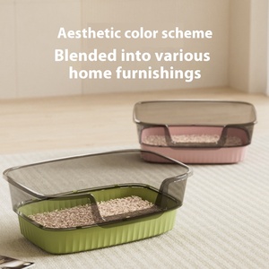 Caja <span class=keywords><strong>de</strong></span> arena para gatos abierta semicerrada extra grande, valla alta, suministros <span class=keywords><strong>de</strong></span> plástico antisalpicaduras para mascotas, venta al por mayor - Product Image 4