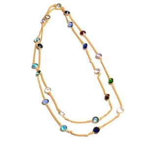 Collar de Plata Oxidada con Múltiples Piedras Preciosas Antiguas para Mujer, Regalo para Ella - Product Image 1