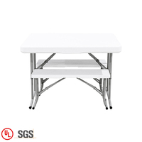 Table pliante légère et moderne à 3 kits avec bancs Table pliante en plastique pour pique-nique et fête en plein air