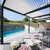 Pergola motorisée à lames orientables CBMMART, pergola extérieure en aluminium, gazebo, pavillon, télécommande, capteur de pluie, pergolas