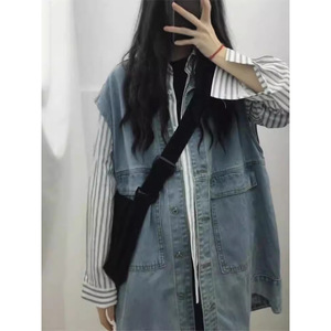 2025 primavera otoño versión coreana estilo universitario versátil suelto Casual moda femenina sin mangas chaleco vaquero Hong Kong mujeres - Product Image 4