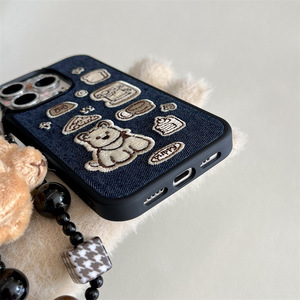 Funda de Teléfono a Prueba de Golpes con Bordado de Denim y Diseño de Cachorro West Highland para iPhone 17 Pro Max 16 15 14 para Chicas - Product Image 4