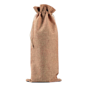 Một chai rượu vang Túi Vải Bố đay rượu vang Dây Kéo Túi hessian chai rượu vang Túi Quà Tặng với dây rút - Product Image 3