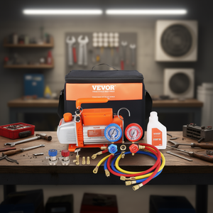 Bomba de Vacío Vevor de Una Etapa, 1/5 HP, 3.5 CFM, Kit de Refrigerante para HVAC, Juego de Manómetros, Manguera Tricolor, Bolsa de Transporte - Product Image 2