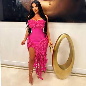 C251020 <span class=keywords><strong>Elegante</strong></span> <span class=keywords><strong>Abito</strong></span> <span class=keywords><strong>Midi</strong></span> con Spalle Scoperte e Volant per Cena, Festa e Club 2025 - Product Image 5