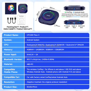 Portable Fast Transfer Led Light S2P carlinkit Carplay Ai Box 4gb 64gb Car Play Dual Channel Gps Wifi Wired to Wireless Adapter - Product Image 2