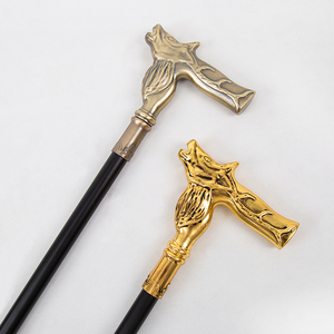 Canne de luxe en forme de tête de cerf avec poignée en laiton et tige noire pour la marche et le soutien - Product Image 2