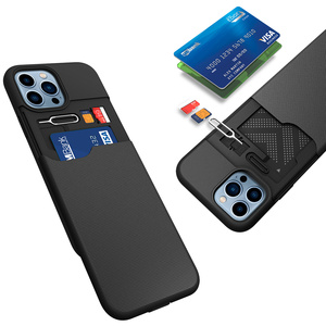 Tùy Chỉnh Chủ Thẻ Tín Dụng Chống Sốc Rugged Lai Ví Di Động Điện Thoại Di Động Trường Hợp Bìa Nhựa PC TPU Cho Iphone 12 13 Pro Max - Product Image 4