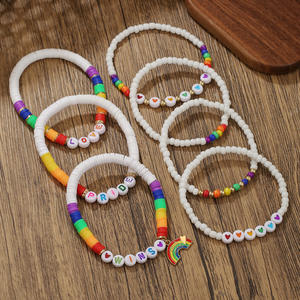 Pulseras <span class=keywords><strong>del</strong></span> Orgullo LGBT, Pulsera de Cuentas de Arcilla Arcoíris de Apoyo LGBT, Brazalete Gay para el Día <span class=keywords><strong>del</strong></span> Orgullo, Desfiles, Decoraciones, Fiestas - Product Image 3