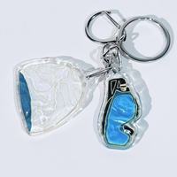 Ensemble de porte-clés piscine d'été, breloque en acrylique à motif d'ondulation aquatique avec pendentif lunettes de natation et bonnet de bain, porte-clés mignon sur le thème du sport