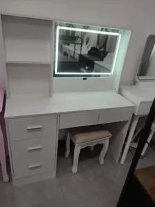 Bedroom Set Modern Furniture Dresser Make Up Vanity Desk LED Light Makeup Dressing Table With Mirror