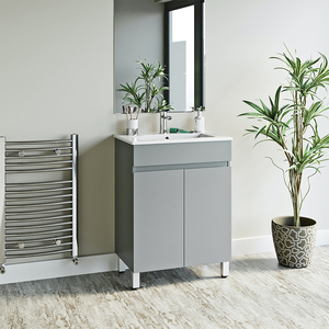 Mobile <span class=keywords><strong>da</strong></span> <span class=keywords><strong>Bagno</strong></span> Moderno Autoportante a 2 Ante in MDF <span class=keywords><strong>da</strong></span> 30 Pollici, Set Mobile Sottolavabo Bianco <span class=keywords><strong>da</strong></span> 24 Pollici con Lavabo e Gambe - Product Image 2