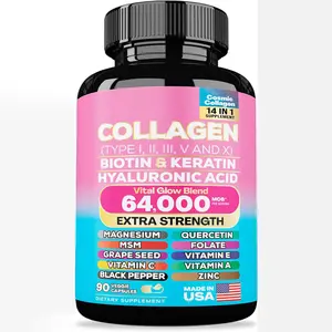 2024 Hete Verkoop Voedingssupplement Collageen Capsule Vitale Gloed Mix Met Biotine, Keratine, Hyaluronzuur Voor Vrouwen Collageen Capsule