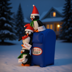 Décoration de jardin de Noël en forme de pingouin gonflable avec boîte aux lettres, livraison express du Pôle Nord, décoration de vacances en plein air, matériau PVC - Product Image 2