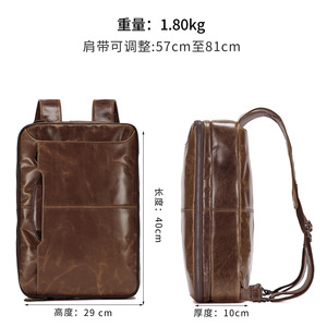 กระเป๋าเป้สะพายหลังหนังเคลือบน้ำมันดูเจียงความจุขนาดใหญ่ขยายได้กระเป๋าเดินทางเพื่อธุรกิจผู้ชายสันทนาการกลางแจ้งสีทึบ - Product Image 4