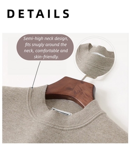 Luxury High-quality Semi-tall Collar Casual Customized <strong>Men's</strong> <strong>Turtleneck</strong> Pullover Knit <strong>Men</strong> Wool <strong>Sweater</strong> - Product Image 6