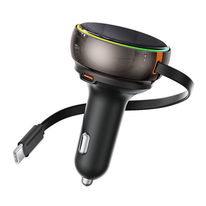 Cargador de Coche Doble ABS con Luces de Colores, Carga Rápida, 3 en 1, Cable Retráctil de 80CM, 45W, Compatible con Todos los Vehículos, Encendedor de Cigarrillos - Product Image 1