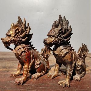 小さなホームデコレーションブロンズKylin像とドラゴン彫刻中国の鋳造金属工芸品Bra's's Animals Molds Sculpture - Product Image 4