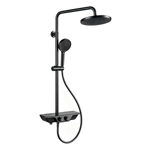 Système de douche thermostatique numérique à LED avec corps en laiton, robinet en céramique, étagère de rangement et barre coulissante pour hôtel, villa, résidence - Product Image 3
