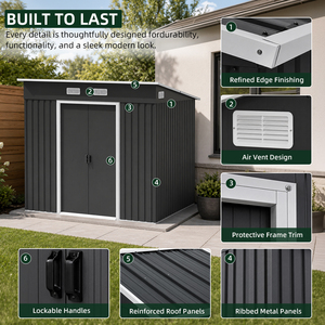 SEEYES 2.4sqm Wide Metal Garden <b>Storage</b> Shed Galvanized Steel Outdoor Tool OEM Bulk Supply - Product Image 4