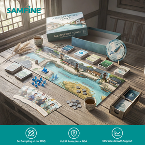 Juego de mesa de estrategia Serene Canal Village con fichas de recursos y cartas de eventos para un juego de mesa competitivo y relajante. - Product Image 1
