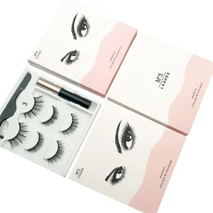 Groothandel 3/5/7 Pairs Mink 3D Eyeliner En Wimper Set Waterdichte Natuurlijke Look Onzichtbare Handgemaakte Magnetische Valse Wimpers