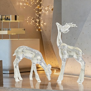 Sculpture de cerf en résine transparente de luxe léger, installation artistique pour l'entrée d'hôtels et de clubs, personnalisable, Chine - Product Image 2