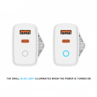 Chargeur Mural de Voyage Rapide 25W avec Prise UK, Double USB A+C PD QC 3.0 et Lumière LED pour Tous Appareils Mobiles – Modèle Exclusif en Gros