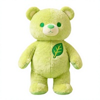 Ours en peluche brodé vert lime, jouet anti-stress en coton PP doux pour enfants, cadeau d'anniversaire