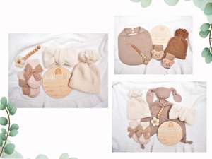 Ensemble bébé tricoté printemps-automne Kaiyue avec bandeau nouveau-né et marqueur de développement en bois, coffret <span class=keywords><strong>cadeau</strong></span> de <span class=keywords><strong>naissance</strong></span> pour filles et garçons - Product Image 6