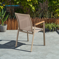 Chaise de salle à manger d'extérieur minimaliste en tissu Teslin, légère, empilable, imperméable, séchage rapide, écologique, entièrement en aluminium