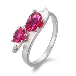 Bagues en or blanc massif 18K, 14K, 10K, serties de pierres précieuses roses cultivées en laboratoire, bijoux fantaisie faits à la main, bagues en or pour femmes, usage quotidien - Product Image 1