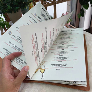 Menú de restaurante de hotel hecho a mano, libro de menú vintage de cuero suave marrón, soporte para menú de <span class=keywords><strong>comida</strong></span> y vino - Product Image 2