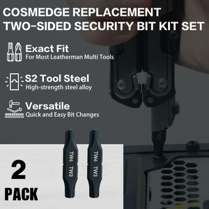 Kit de 2 embouts de sécurité avec tournevis <span class=keywords><strong>Triwing</strong></span> - embouts TW3/TW4, embouts de tournevis plats à double extrémité de remplacement, acier S2 - Product Image 2