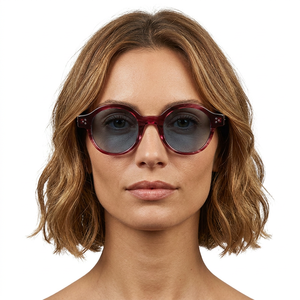 Lunettes de soleil rondes pour femmes, monture complète, protection UV400, monture rouge, verres foncés, protection solaire pour adultes - Product Image 1