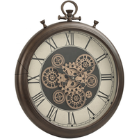 Jam Dinding Chronograph Logam Berkualitas Tinggi Infinity Time Roman Brown dengan Roda Bergerak untuk Ruang Tamu Jam Dinding Logam