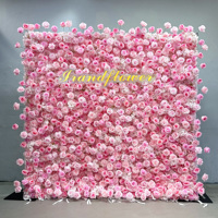 Panneau mural floral artificiel en soie rose 5D fait main pour mariage, fête de remise de diplôme, photographie