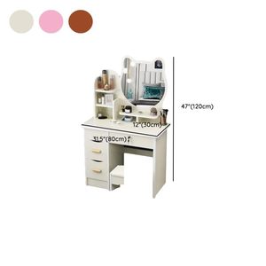 Meuble de chambre d'hôtel : Coiffeuse élégante en bois rose et blanc avec rangement pour maquillage et accessoires, idéale pour chambre à coucher (nouveau modèle) - Product Image 3
