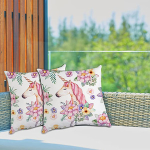 قوس قزح يونيكورن طباعة غطاء وسادة حفلة عيد ميلاد للأطفال الأولاد الفتيات ديكور أريكة الغرفة - Product Image 2