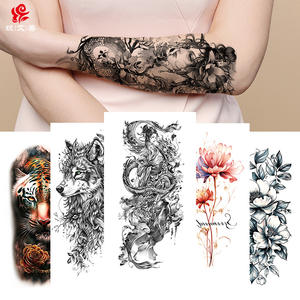 <span class=keywords><strong>Pequeño</strong></span> <span class=keywords><strong>brazo</strong></span> completo impermeable <span class=keywords><strong>tatuaje</strong></span> temporal pegatina blanco y negro Animal simulación durabilidad para hombres y mujeres - Product Image 2