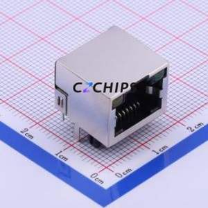 R-RJ45R08P-C000 Ethernet Connector (RJ45 RJ11) Bent Lead Through Hole Connector RJ45 Jack Right Angle Insert 1 With LED - Product Image 1