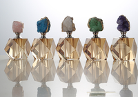 Mini-bouteilles modernes en verre cristal transparent pour huiles parfumées, décoration d'intérieur, avec bouchon en agate, artisanat en cristal