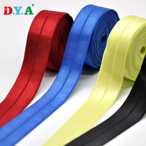 Customize 25mm 25mm Colored Silky Nylon Bias Binding Tape Fold Over <strong>Elastic</strong> Band Webbing Fold Over <strong>Elastic</strong> for Bra Underwear - Product Image 1