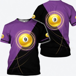 Camiseta Deportiva Casual de Manga Corta con Cuello Redondo y Diseño de Ondas Dinámicas en Bloques de Color Negro, Sublimación 3D de 9 Bolas para Hombre S.Q.F. - Product Image 1