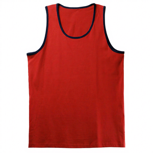 <b>Men's</b> <b>Red</b> Sleeveless Tank <b>Top</b> O-Neck Solid Color Knitted Casual Wear - Product Image 1