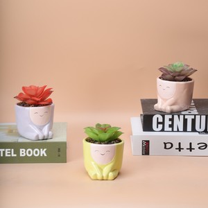 Piccoli Vasi <span class=keywords><strong>in</strong></span> Ceramica Smaltata e Vasi Moderni Europei con Fogliame Artificiale per Decorazioni <span class=keywords><strong>da</strong></span> Pavimento e Giardino - Product Image 2