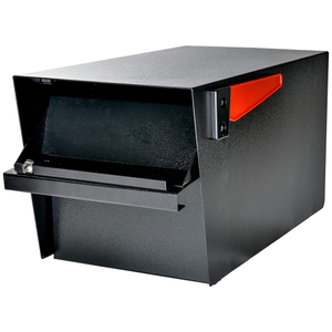 Buzón de aluminio negro texturizado | Buzón moderno montado en poste | Buzón impermeable para exteriores con cerradura - Product Image 1