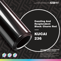 Film adhésif pour voiture KUCAI, vinyle PET rouge brillant et éclatant de haute qualité, pour voiture