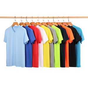 180 Gsm Polyester Breathable Sports Promotional Quick Dry T-Shirts Personnalisable 100 Polyester V Neck T Shirts Men Wholesale